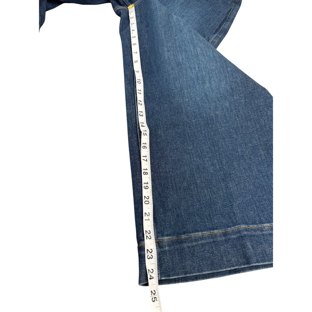 Spanx Cropped Wide-Leg Jeans High-Rise Authentic Blue Size M Stretch Womens NEW - Picture 7 of 11